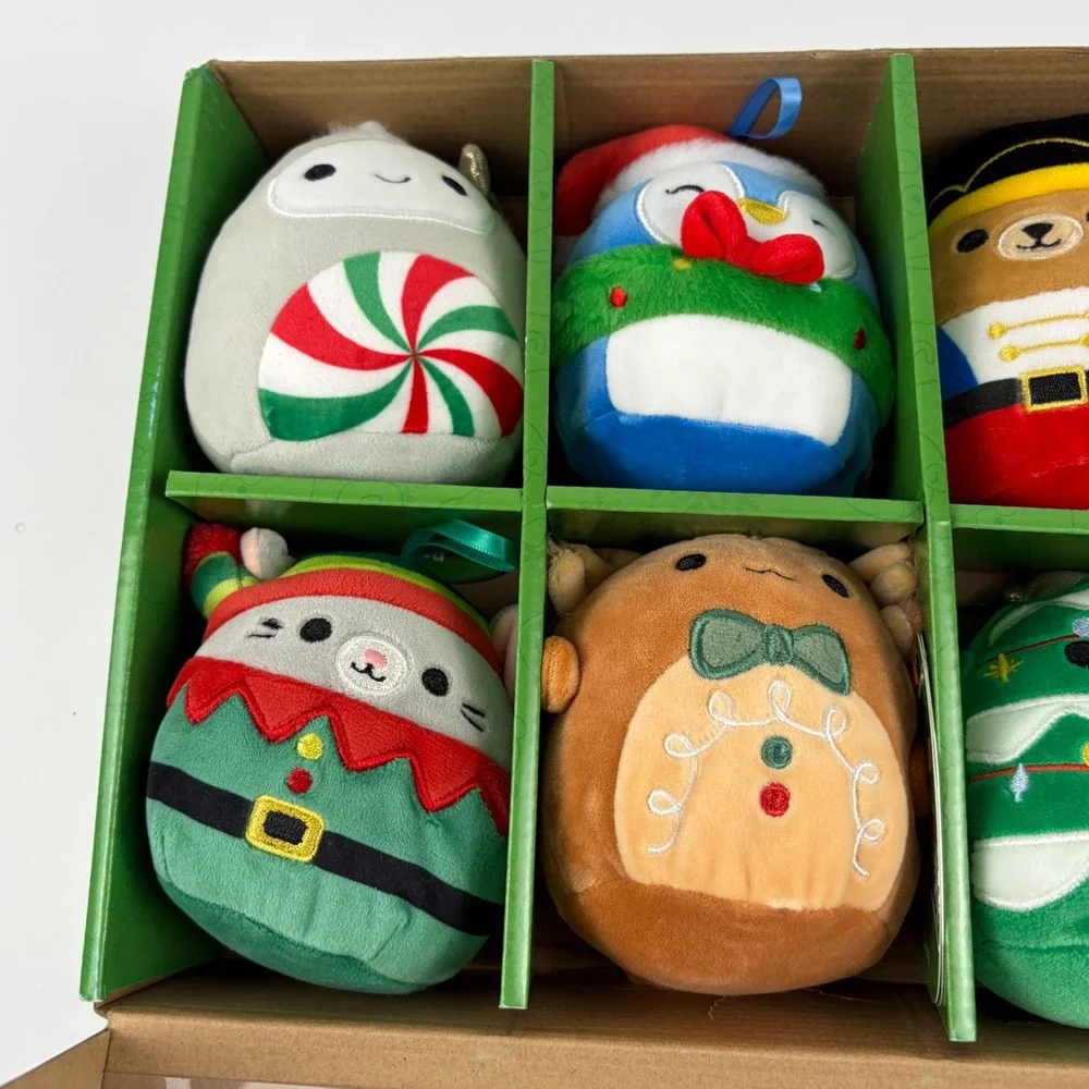 Squishmallows Christmas Holiday Ornament 8-Pack‎ Plush Set New 2024 Box Wear